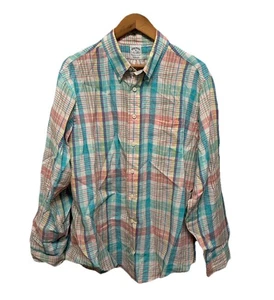 Camisa Brooks Brothers Para Hombres Irlandesa de Lino a Cuadros con Botones Talla XL Preppy Académica - Imagen 1 de 8