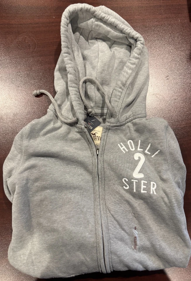 Womens Extra Small Hollister Hoodie Full Zip Gray  Embroidered NWT XS Vintage - Image 1 of 1