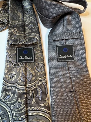 2 全新 David Donahue 男式 100% 真丝领带蓝色 — 第 1/4 张图片