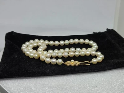 Collar de perlas Mikimotoe cierre de oro 585 14k Foto 1 de 4