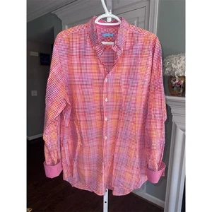 J. McLaughlin Men's Classic Fit Flip Cuff Plaid Shirt Size Medium Summer - Picture 1 of 10