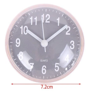 Mini Sucker Wall Clock Bathroom AntiFog Waterproof Kitchen Toilet Quartz Cloc -N - Picture 1 of 16