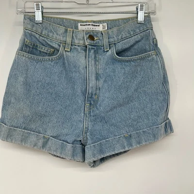 Pantalones Cortos American Apparel Cintura Alta Puño Para Mujer Talla 27 Lavado Ligero 100% Algodón Foto 1 de 4
