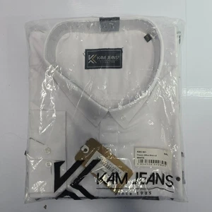 KAM Jeans Mens Short Sleeve Classic White Shirt Casual Button Up Collar / UK 6XL - Picture 1 of 3