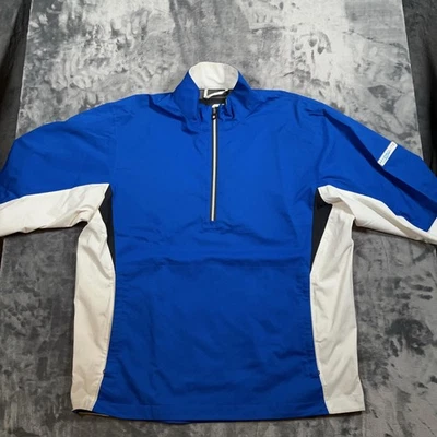 FootJoy Jacket Mens Large Blue White DryJoys Hydrolite Golf Rain 1/4 Zip - Image 1 of 4