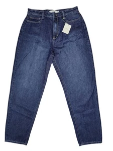 Jeans Hidden Zoey Mom a vita alta conici lavaggio scuro 100% cotone 30x28 nuovi con etichette - Foto 1 di 8