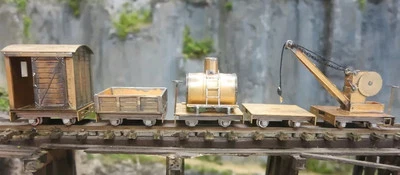 HOn30/HOe 5-Narrow Gauge Freight Car Kit Tank/Box/Crane/Flat Wagon H0e 009 PH - Image 1 of 4