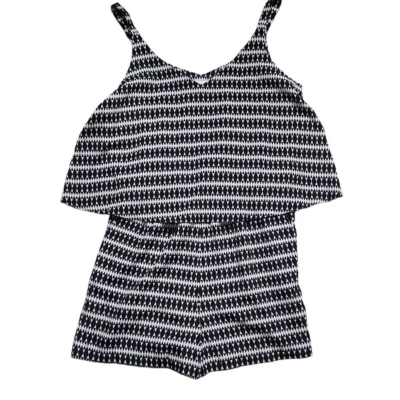 Bisou Bisou Michele Bohbot Damas Talla Grande Negro Blanco Gráfico Blusa Mameluco Foto 1 de 4