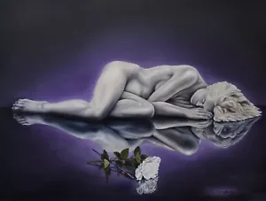 ORIGINAL DAVID GARVEY Amanita's Time Reflect SCULPTURE Yves Pires OIL PAINTING - Picture 1 of 1
