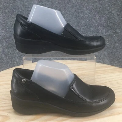 Zapatos Anne Klein para mujer 5,5 M mocasines sin cordones de cuero negro informales tacones bajos Foto 1 de 4