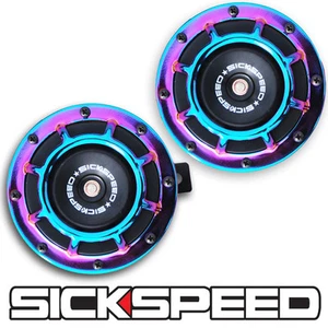 SICKSPEED 2PC NEO CHROME SUPER LOUD COMPACT ELECTRIC BLAST TONE HORN CAR 12V P26 - Picture 1 of 1