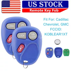 2 Keyless Entry Remote Car Key Fob Control for KOBLEAR1XT 15042968 Blue - Picture 1 of 9
