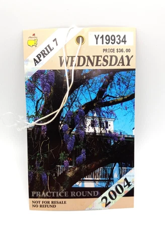 Ticket from the 2004 Masters Par 3 Day Phil Mickelson Wins 1st Major Augusta Cover