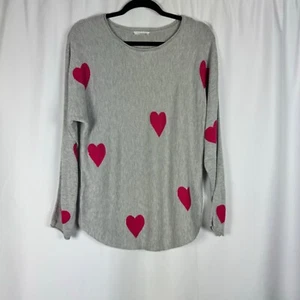 Brit.NY Maglione Cuore Grigio e Rosa Cashmere Rayon Nylon San Valentino Data Notte L - Foto 1 di 9
