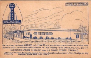 LITTLE ROCK, ARKANSAS - ADKINS RESTAURANT - ALTE POSTKARTE - Bild 1 von 2