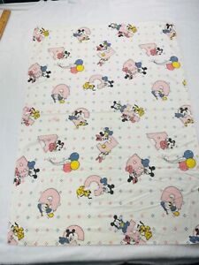 Vtg 80s ABC's Disney Babies Flannel Receiving Blanket Baby Mickey 26x38”