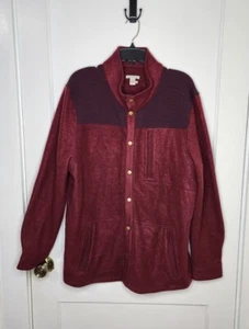 Carbon 2 Cobalt Shirt Mens XL Burgundy Knit Fleece Snap Heavy Weight Shacket - Picture 1 of 7