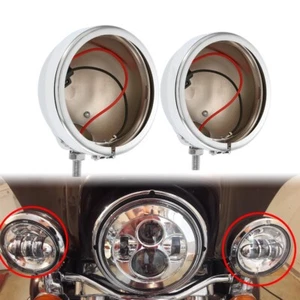 4.5" Auxiliary Spot Fog Light Housing For Harley Heritage Softail Classic FLSTC - Picture 1 of 11