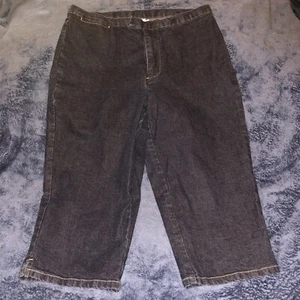 Jeans denim neri Calvin Klein a polsino Capri taglia 10 lavaggio scuro - Foto 1 di 4
