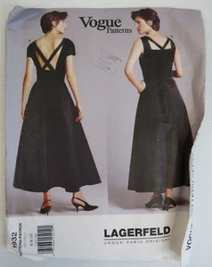 Lagerfeld Vogue Paris Orig Pattern #1932 Uncut Formal Dress Vintage Size 6-8-10 - Picture 1 of 4