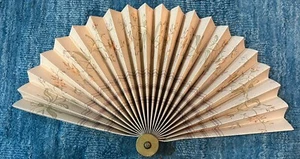 Vintage Antique Hand Held Fan Paper Floral 18”L x 10.5” H - Picture 1 of 4