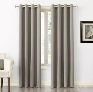 Sun Zero Easton Blackout Energy Efficient Grommet Curtain Panel, 40x95, Stone - Picture 1 of 6