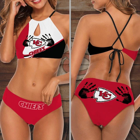 Kansas City Chiefs Women's Sexy Halter Bikini 2PCS Swimsuit Beach Swimwear Gifts Cover