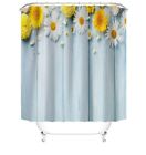 Wood Grain Floral Shower Curtain Bathroom Rug Set Toilet Lid Cover Bath Mat
