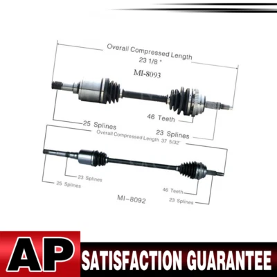 2 ejes delanteros Surtrack CV para Dodge Neon 1998-1999 1998-1999 Plymouth Neon Foto 1 de 4