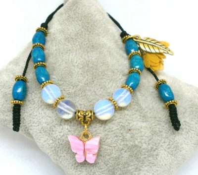 Pulsera "Mariposas" Dije EN Madreperla Rosa Y Contra Ópalo Madera Foto 1 de 4