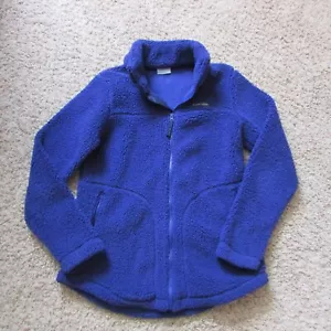 Columbia Pequeña Suave Cálida Sherpa Polar Cremallera Completa Chaqueta Sudadera Cremallera Pkts Azul - Imagen 1 de 2