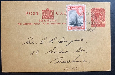1941 St George Bermuda Postal Stationery Postcard Cover To USA - Image 1 of 2