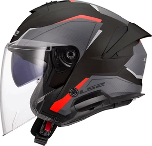 LS2 OF618 VERSO II DUAL VISOR ECE22.06 OPEN FACE MOTORCYCLE HELMET AIR BLACK RED - Picture 1 of 8