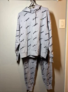 Sweat homme oversize logo signé grisâtre/bleuâtre LACOSTE LIVE LG Euc - Photo 1/13