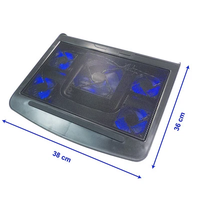 Notebook Kühler T5 Laptop Cooling Pad 5x Lüfter 2xUSB HUB 5xblaue LED 10"-19" - Bild 1 von 4