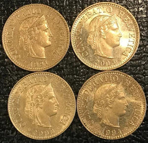4 AU/UNC- 1991/1994/2003/2009 SWITZERLAND 5 RAPPEN COINS-DEC555 - Picture 1 of 2