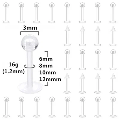 10-30X 1,2mm PTFE Labret Ohr Lippe PIERCING SteckSystem Retainer keeper Piercing - Bild 1 von 4