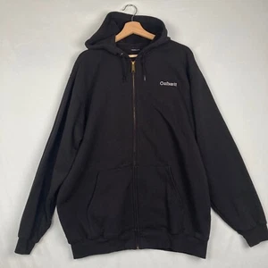 Vintage Y2K Carhattt Full Zip Hoodie Black Sz XL Embroidered Logo - Picture 1 of 7