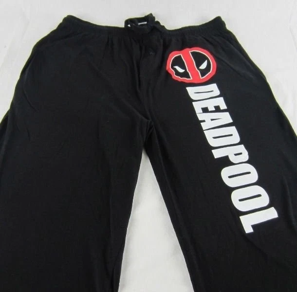 Mens Womens NEW Marvel Deadpool Black Pajama Lounge Pants Size S M L XL & 2XL - Image 1 of 1