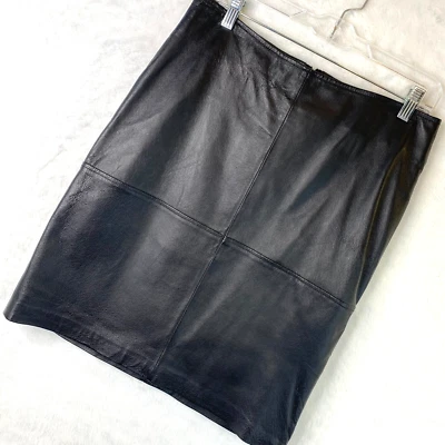 Falda de cuero Newport News para mujer 10 negra forrada genuina vintage vanguardista años 90 Y2K Foto 1 de 4