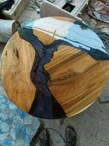 Round Epoxy Table Top Clear Resin Coffee Table For Home Décor Handmade Furniture - Picture 1 of 5