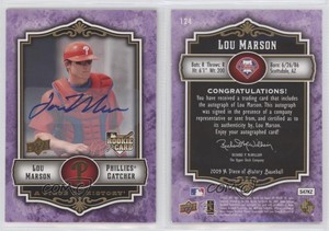 2009 Upper Deck A Piece of History Violet Auto Lou Marson #124 Rookie Auto RC
