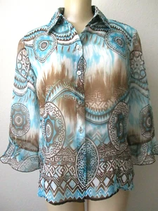 NICOLA MULTI-COLOR FLORAL DESIGN 3/4 SLEEVE BLOUSE SIZE M - NEW - Picture 1 of 5