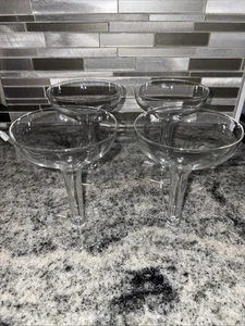 4 Sektgläser mit hohlem Stiel Coupe 4 3/4“ hoch Klarglas Vintage MCM - Bild 1 von 3