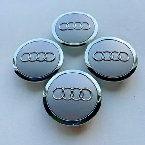 Set of 4 Gray Chrome Wheel Center Caps 61mm 2.4" for Audi A4 A6 Q5 Q7 S4 S6 - Picture 1 of 3