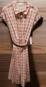ELIZA J Pink & white Gingham Dress retro pin-up 50s style sz 12 NWT Pockets - Picture 1 of 9