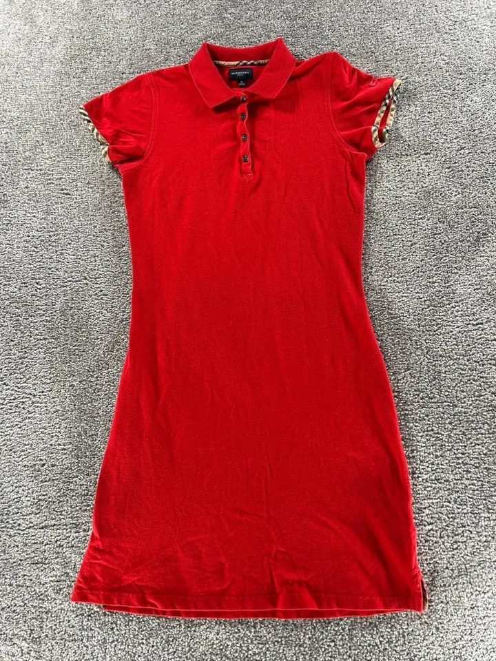 Burberry Golf Shirt Dress Womens Small Red Cotton - Image 1 of 4