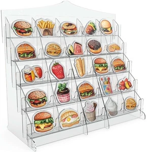 Acrylic Sticker Display Stand with Curved Pockets for Big 4'' Stickers- Broch... - Picture 1 of 7