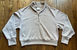 Varley Sweatshirt Damen Größe Medium doppelt weich Davidson Sweat 1/2 Reißverschluss beige Fitnessstudio - Bild 1 von 11