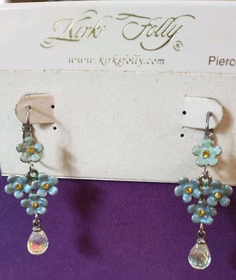 Pendientes Kirks Folly Forget-me-not Pierced Palanca Cierre ~ Gotas de Cristal AB ~ Usados Foto 1 de 4